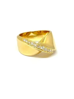 Bague or jaune Ligne de diamants
