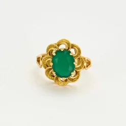 Bague or jaune émeraude