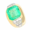 Bague or jaune, émeraude de Colombie et diamants