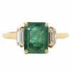 Bague or jaune émeraude diamants