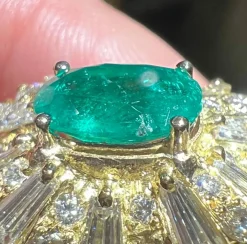 Bague Or jaune Émeraude Diamants