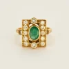 Bague or jaune, émeraude et diamants