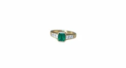 Bague or jaune émeraude et diamant Princesse