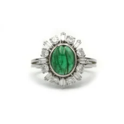 Bague or jaune émeraude et diamants