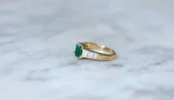 Bague or jaune émeraude et diamant Princesse