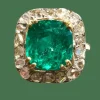 bague or jaune émeraude pavage diamants