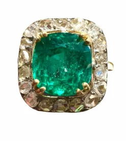 bague or jaune émeraude pavage diamants