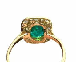 bague or jaune émeraude pavage diamants