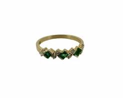 Bague or jaune, émeraudes & diamants