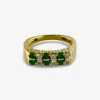 Bague or jaune émeraudes et diamants