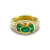 Bague or jaune émeraudes et diamants