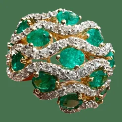 bague or jaune émeraudes et diamants