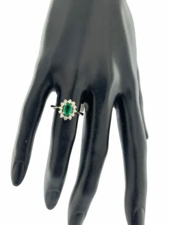 Bague or jaune émeraudes et diamants certificat IGI