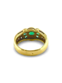 Bague or jaune émeraudes et diamants
