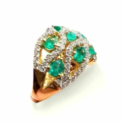 bague or jaune émeraudes et diamants