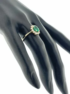 Bague or jaune émeraudes et diamants certificat IGI