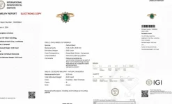 Bague or jaune émeraudes et diamants certificat IGI
