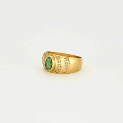 Bague or jaune moldavite diamants