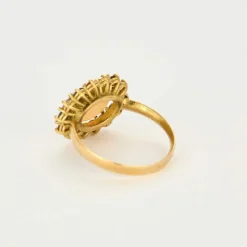 Bague or jaune, opale 5cts, saphirs multicolores