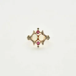 Bague OR JAUNE, OPALE et RUBIS