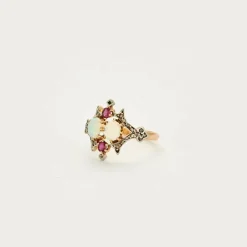 Bague OR JAUNE, OPALE et RUBIS