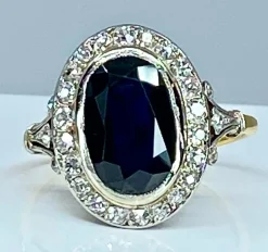 Bague or jaune, or blanc, saphir 3,48 carats et diamants