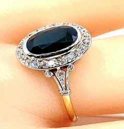 Bague or jaune, or blanc, saphir 3,48 carats et diamants