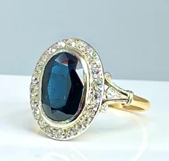 Bague or jaune, or blanc, saphir 3,48 carats et diamants