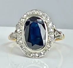 Bague or jaune, or blanc, saphir 3,48 carats et diamants