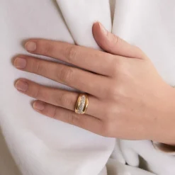 Bague or jaune pavage Diamants