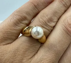 Bague or jaune perle