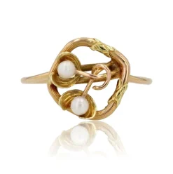 Bague or jaune perle ancienne