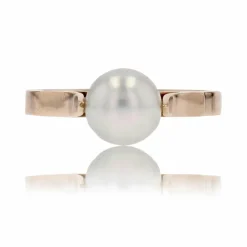 Bague or jaune perle de culture solitaire
