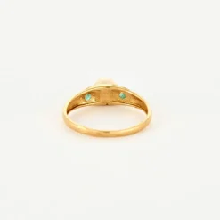 Bague or jaune perle de culture et émeraudes