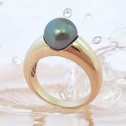 Bague or jaune Perle de Tahiti
