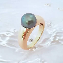 Bague or jaune Perle de Tahiti