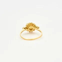 Bague or jaune perle diamants