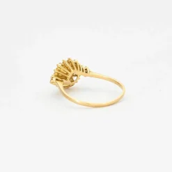 Bague or jaune perle diamants