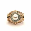 Bague or jaune perle et diamants