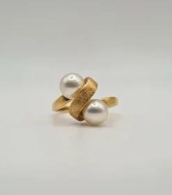 Bague or jaune perles de culture