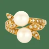 Bague or jaune, perles et diamants