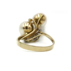 Bague or jaune perles et diamants