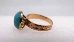 Bague Or jaune pierre bleue