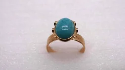 Bague Or jaune pierre bleue
