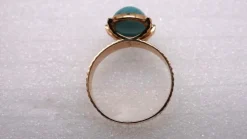 Bague Or jaune pierre bleue