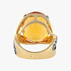 Bague Or jaune pierre orangée