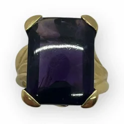 Bague or jaune pierre violette