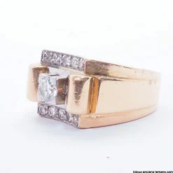 Bague Or jaune Platine Diamants