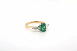 Bague Or jaune Platine Emeraude Diamants