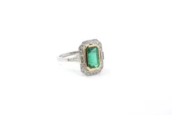 Bague Or jaune Platine Emeraude Diamant